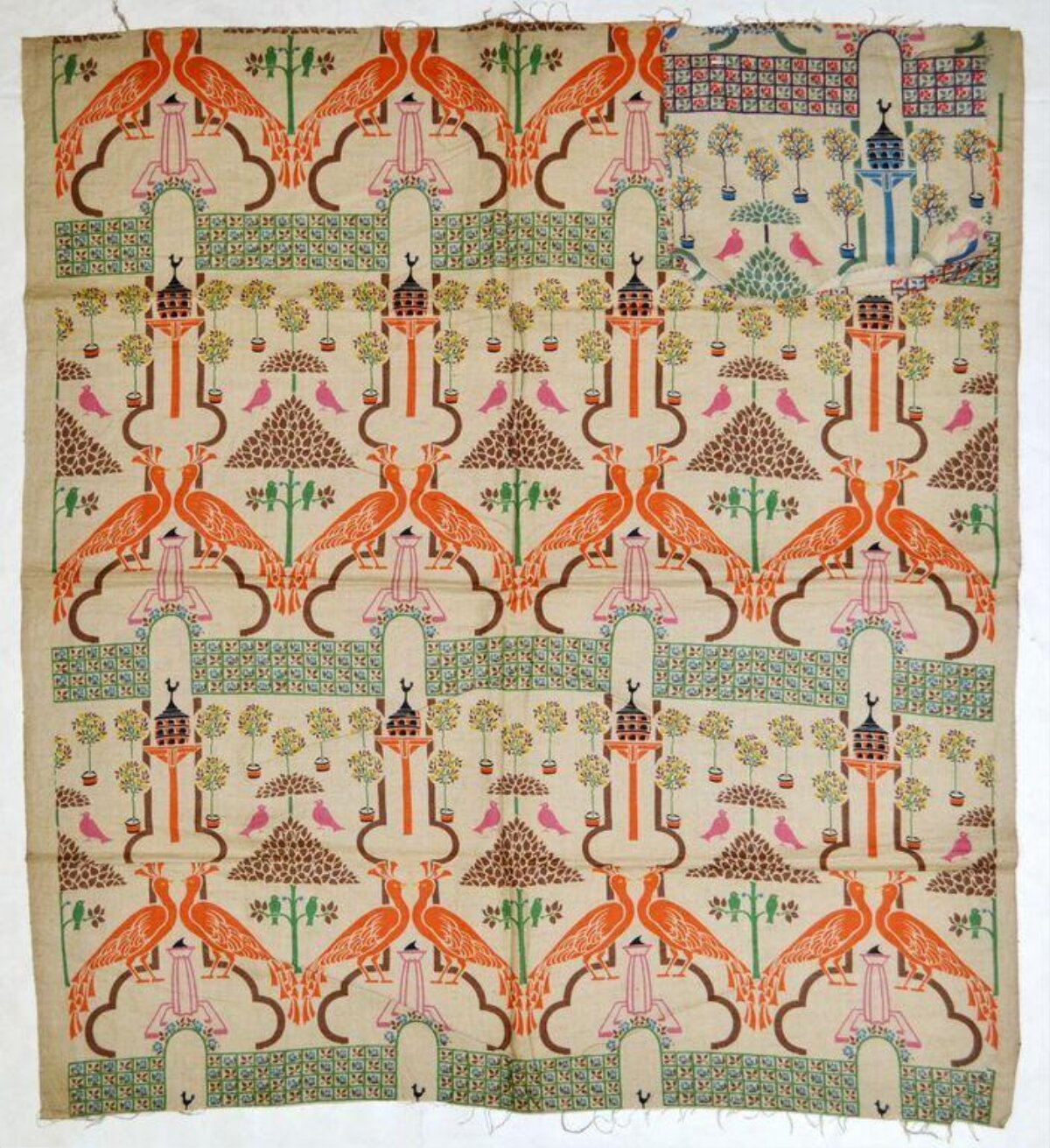 Bird and Garden Patterned Textile