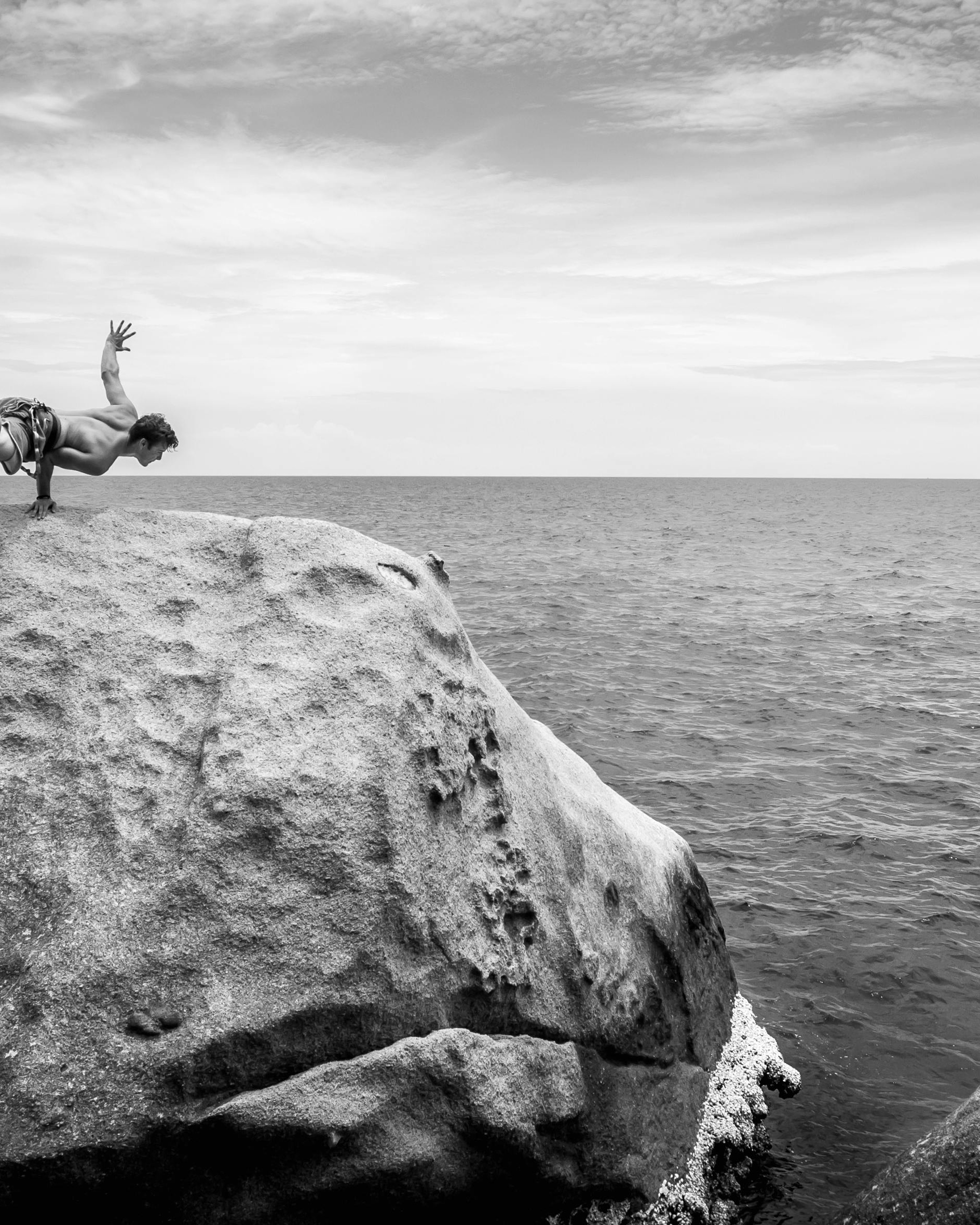 One Arm Pushup on Seaside Rock