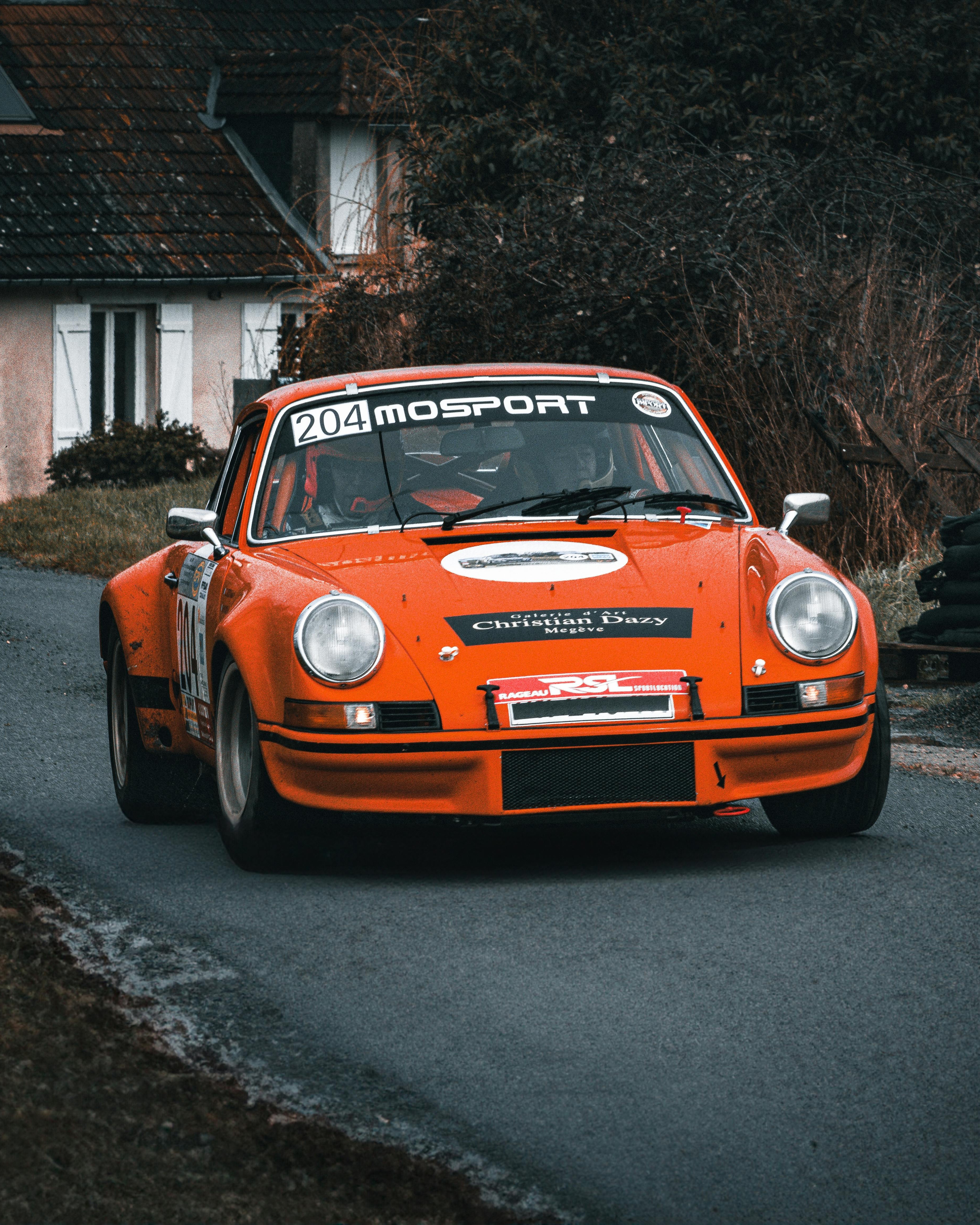 Orange Vintage Porsche Rally Car