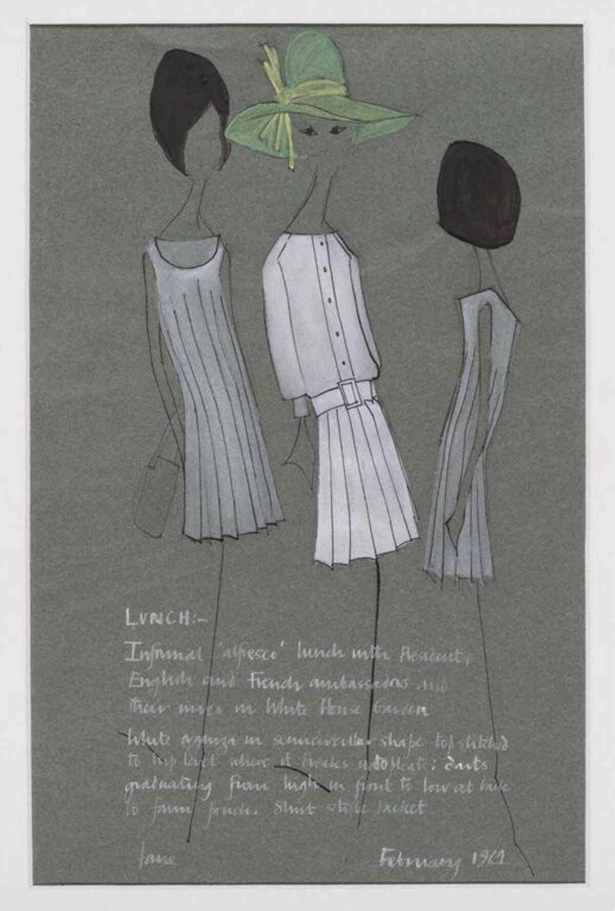 1961 Lunch Outfit Fashion Sketch