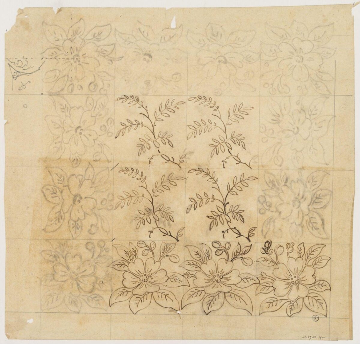 Vintage Floral Design Sketch