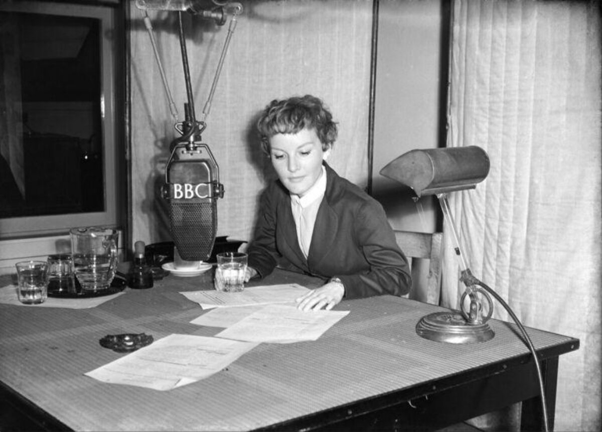 BBC Female Broadcaster in Radio Studio