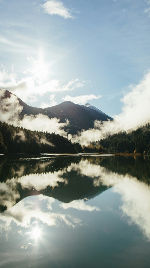 Misty Mountain Lake Reflection
