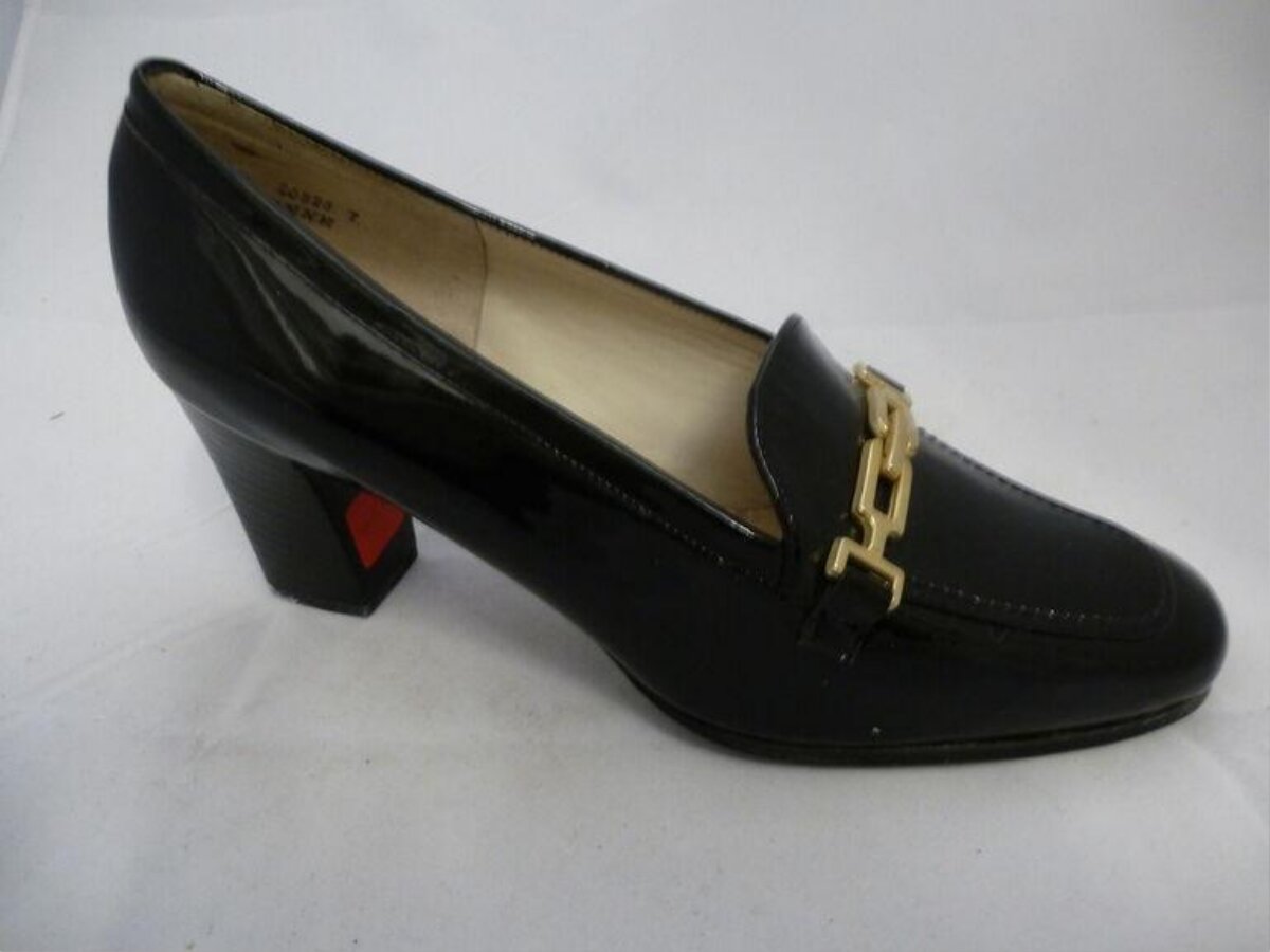 Black High Heeled Leather Loafer