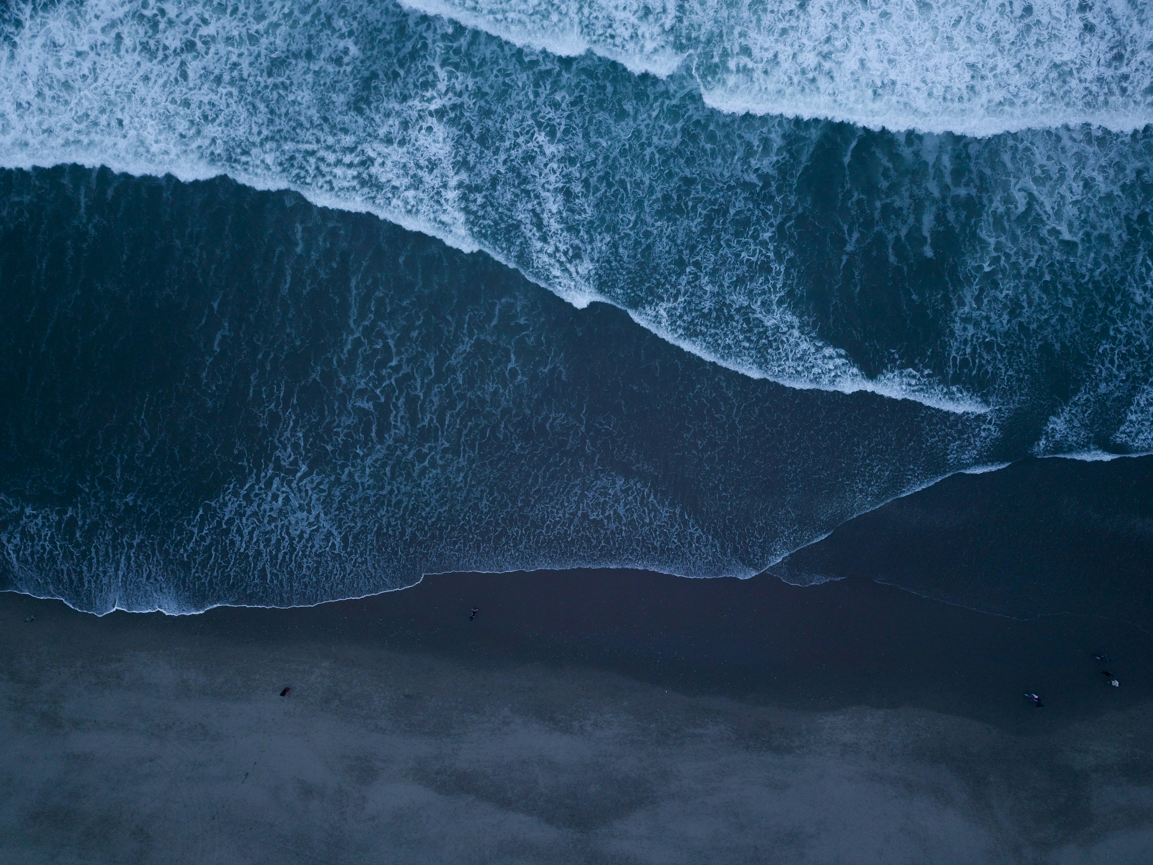 Aerial View of Black Sand Beach Coast