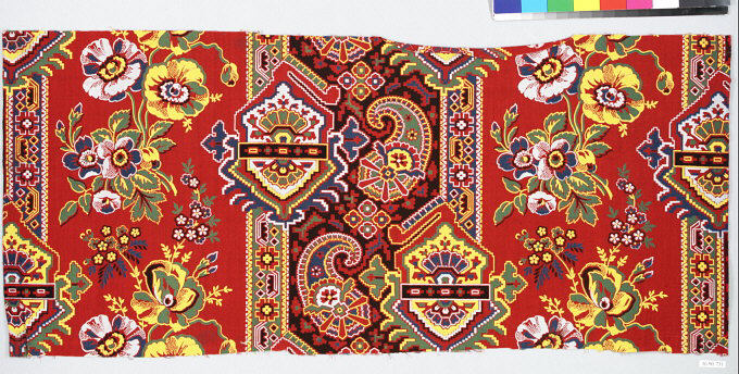 Red Paisley Floral Printed Textile