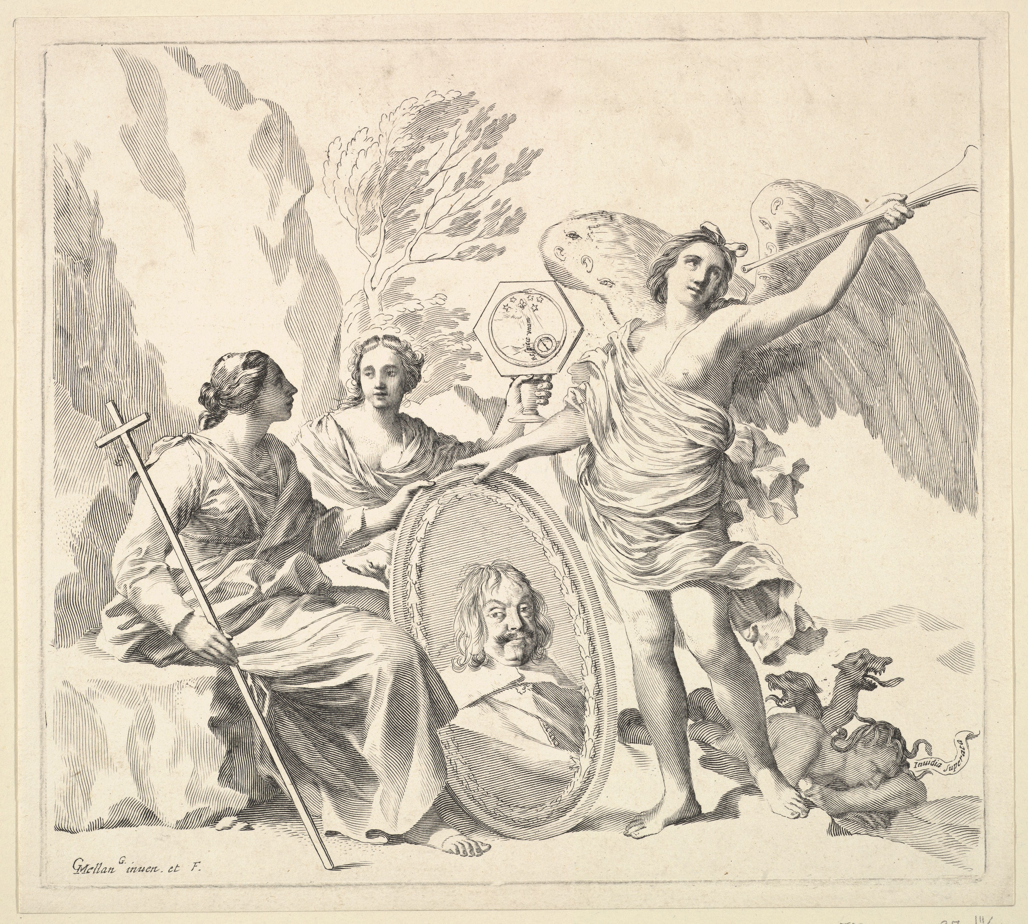 Allegorical Portrait Engraving
