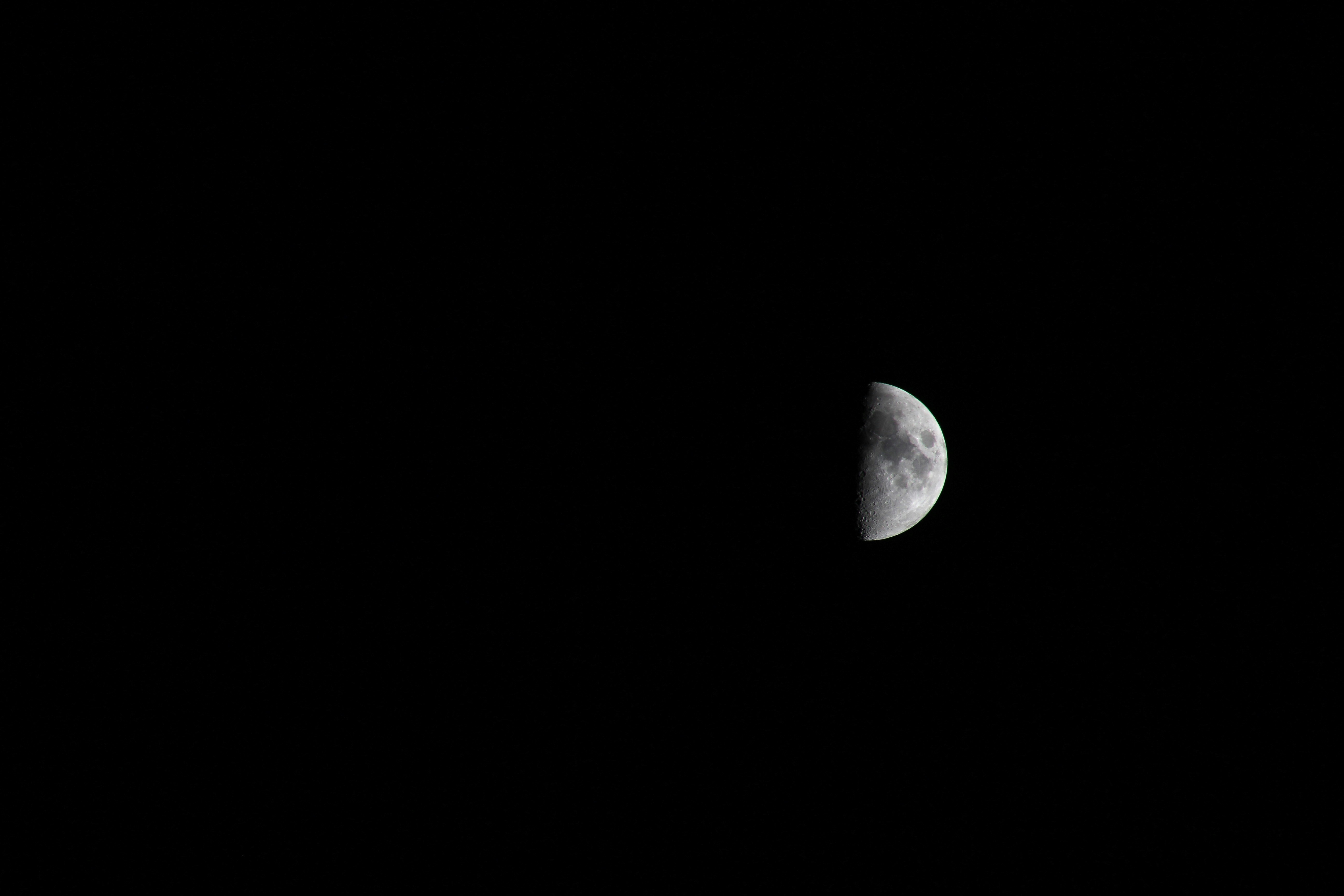 Half Moon in Night Sky