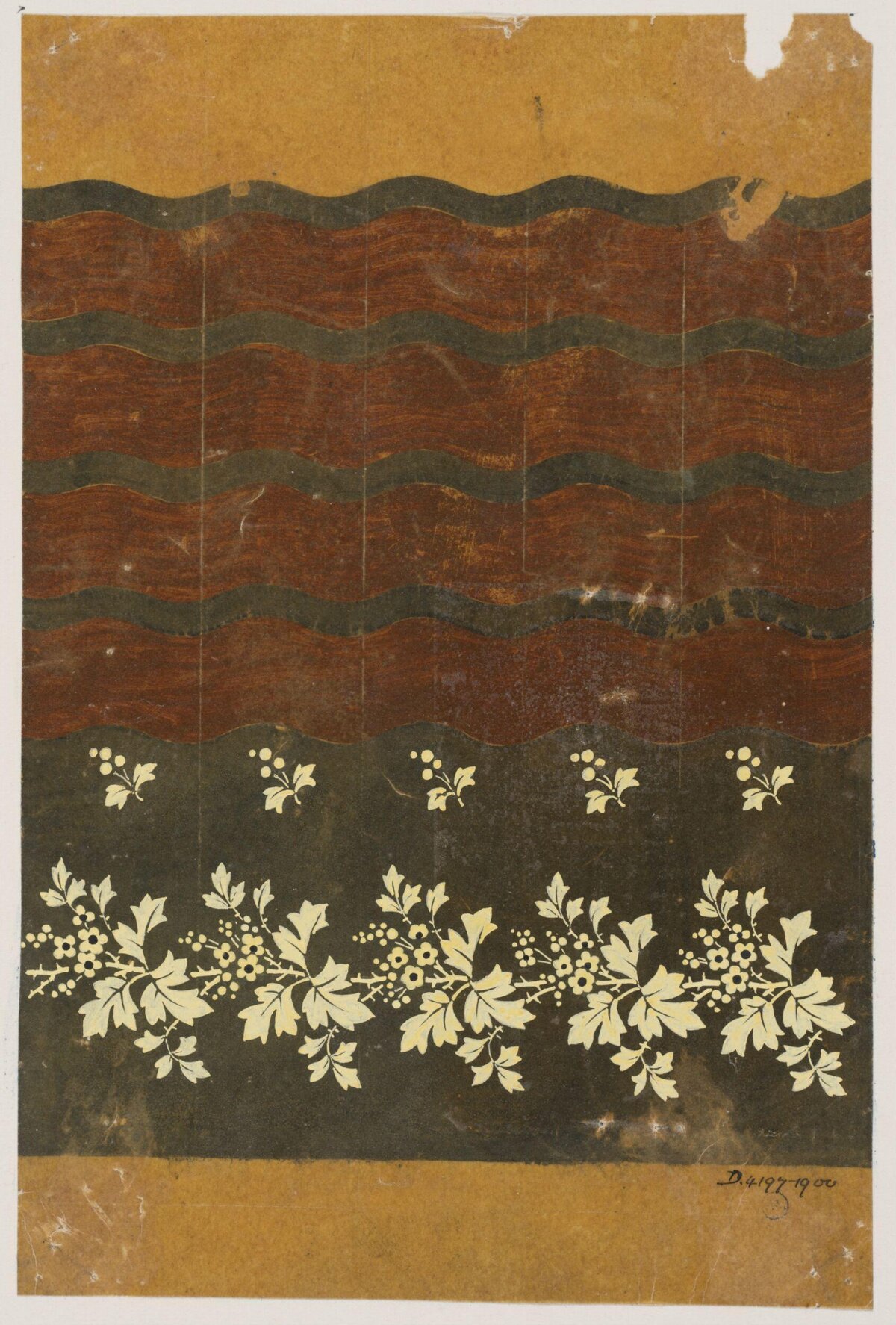 Vintage Floral Wave Textile Design