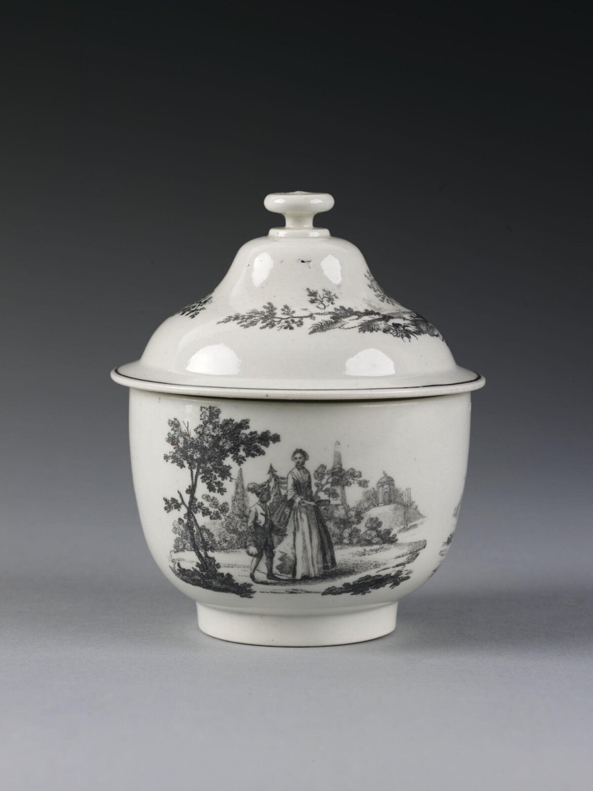 Ink Printed Lidded Porcelain Jar