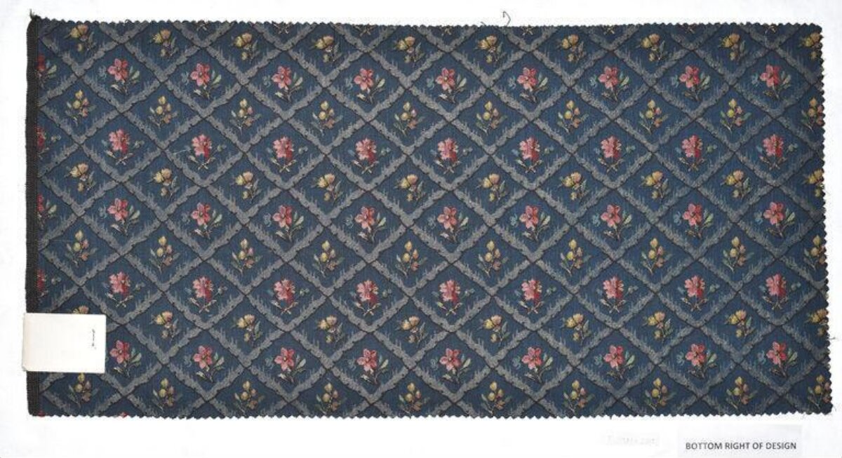 Vintage Floral Diamond Grid Fabric Swatch — Texture Backgrounds