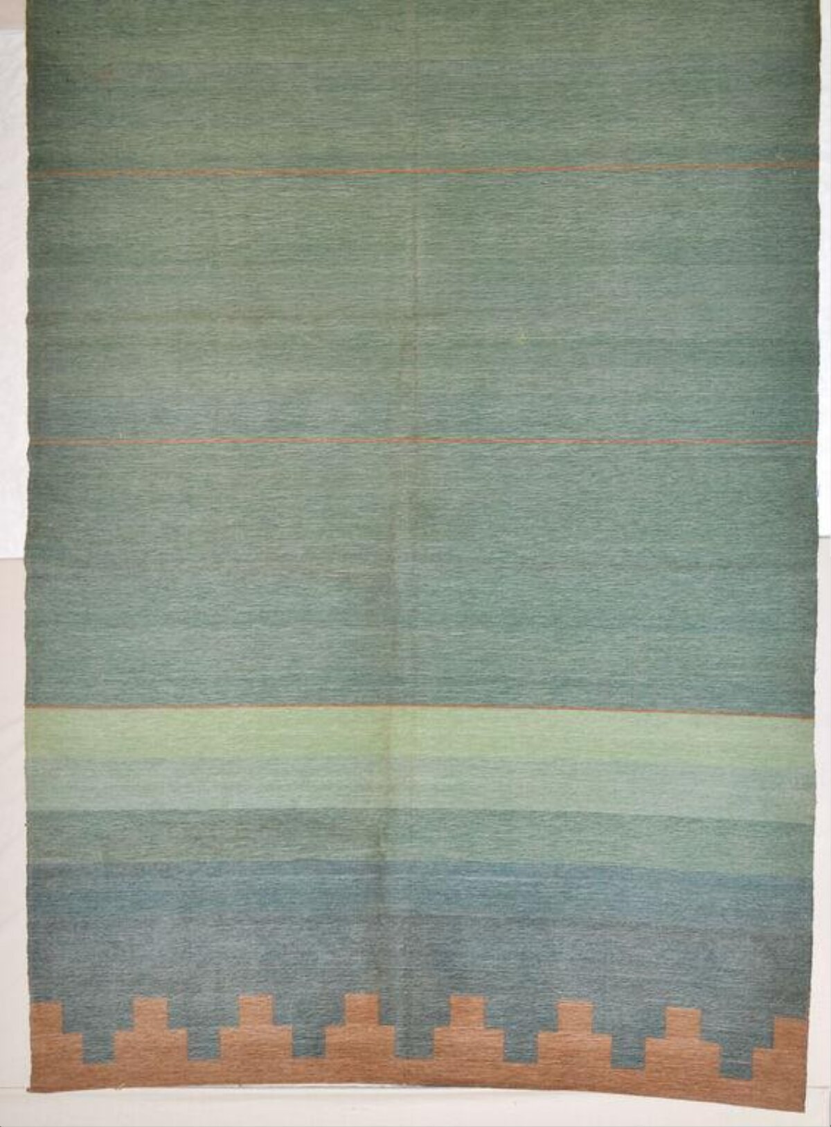 Minimalist Green Striped Woven Rug