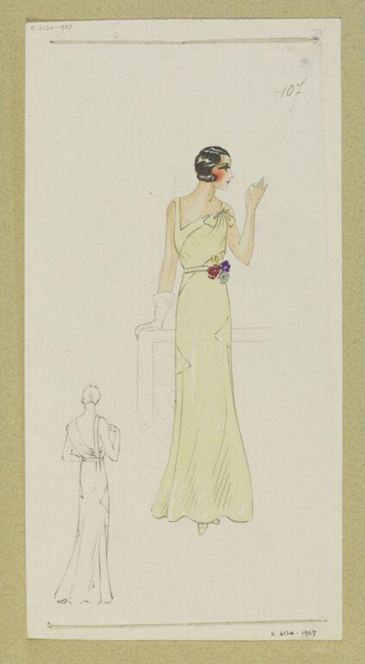 Vintage Evening Gown Fashion Sketch