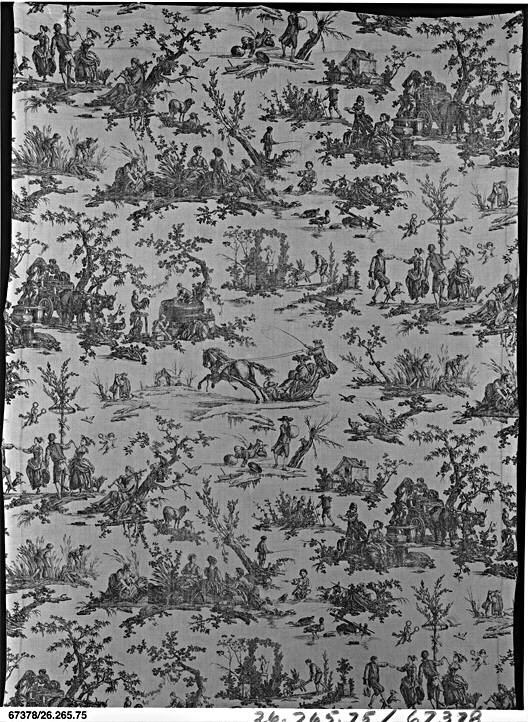Pastoral Scene Toile Pattern Fabric