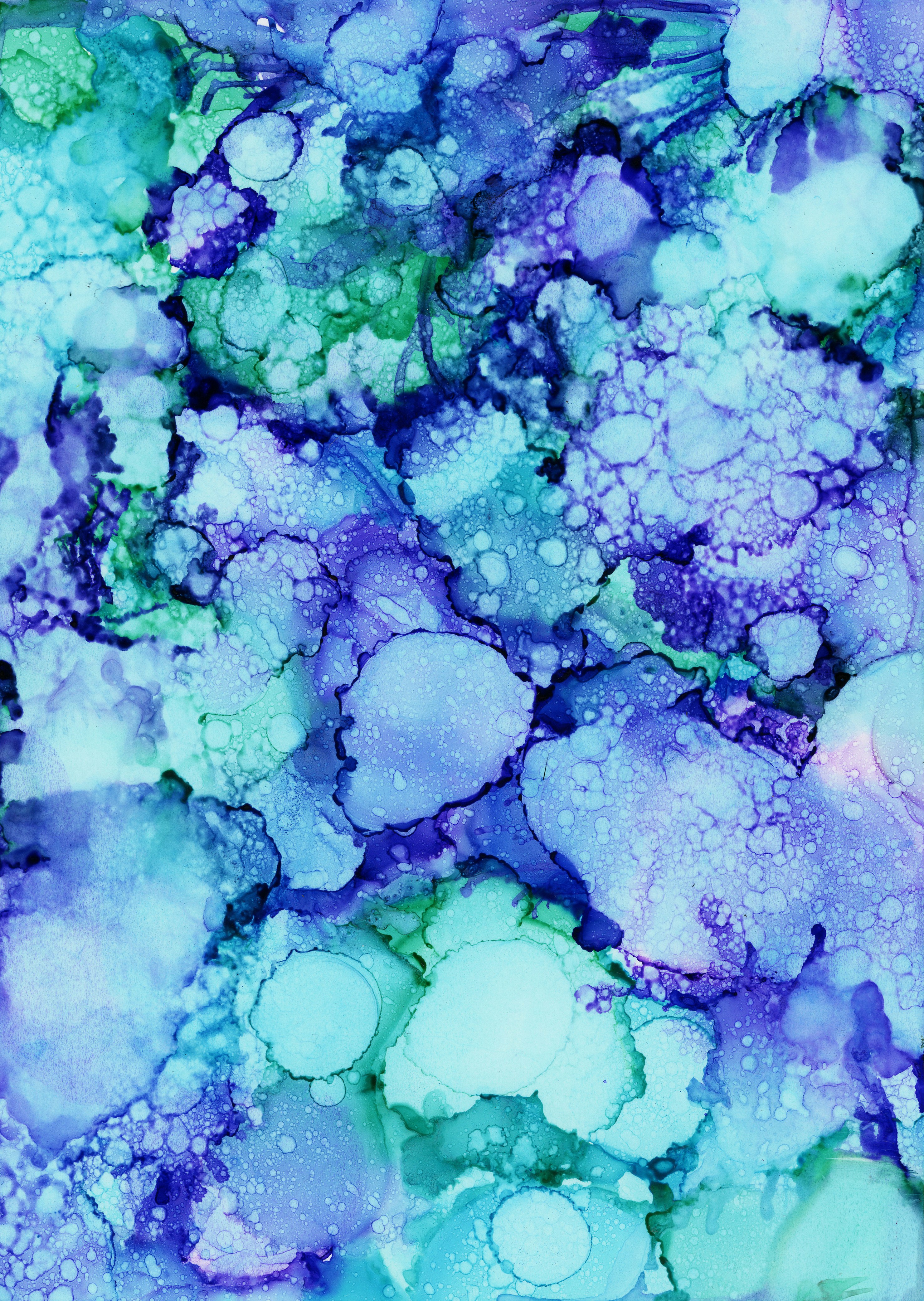 Blue Purple Abstract Ink Art
