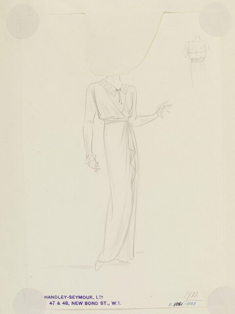 1912 Women's Dress Fashion Sketch