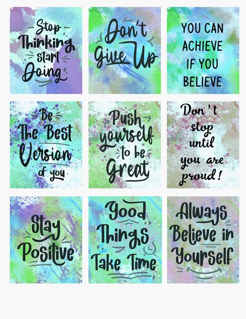 Nine Motivational Quote Art Cards