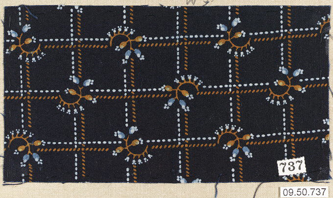 Black Floral Grid Textile Swatch