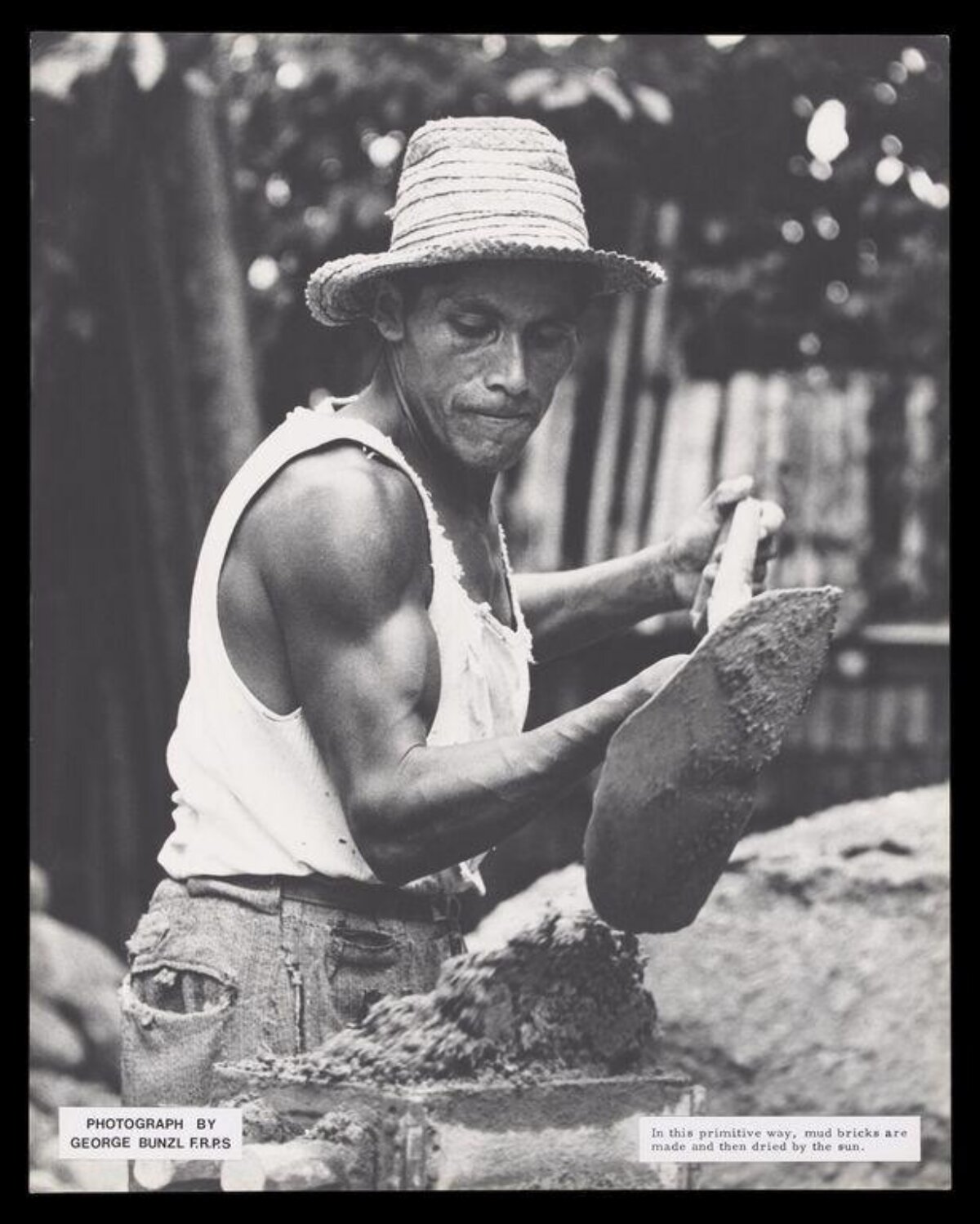 Worker Making Traditional Mud Bricks