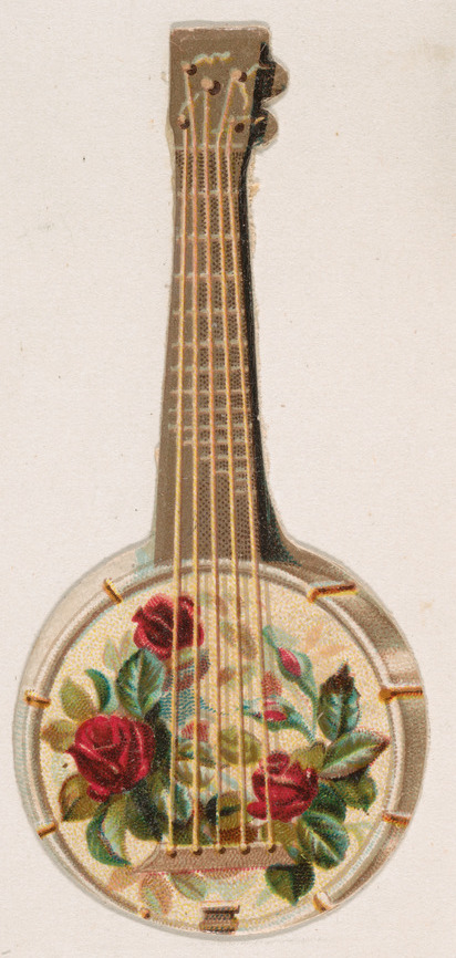 Embroidered Banjo With Red Roses