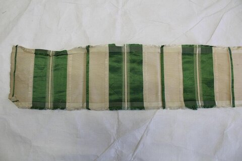 Green and Beige Striped Fabric Sample