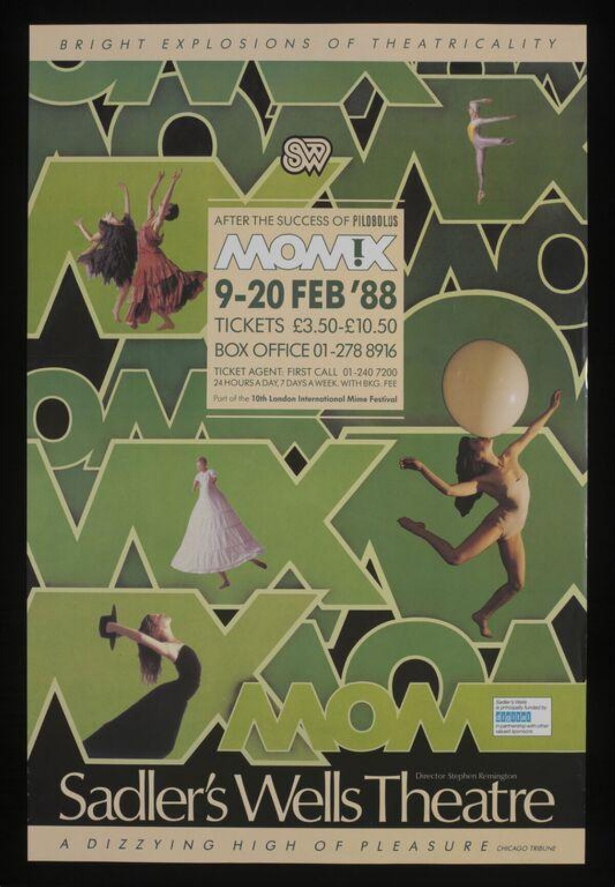 1988 MOMIX Sadler's Wells Theatre Poster