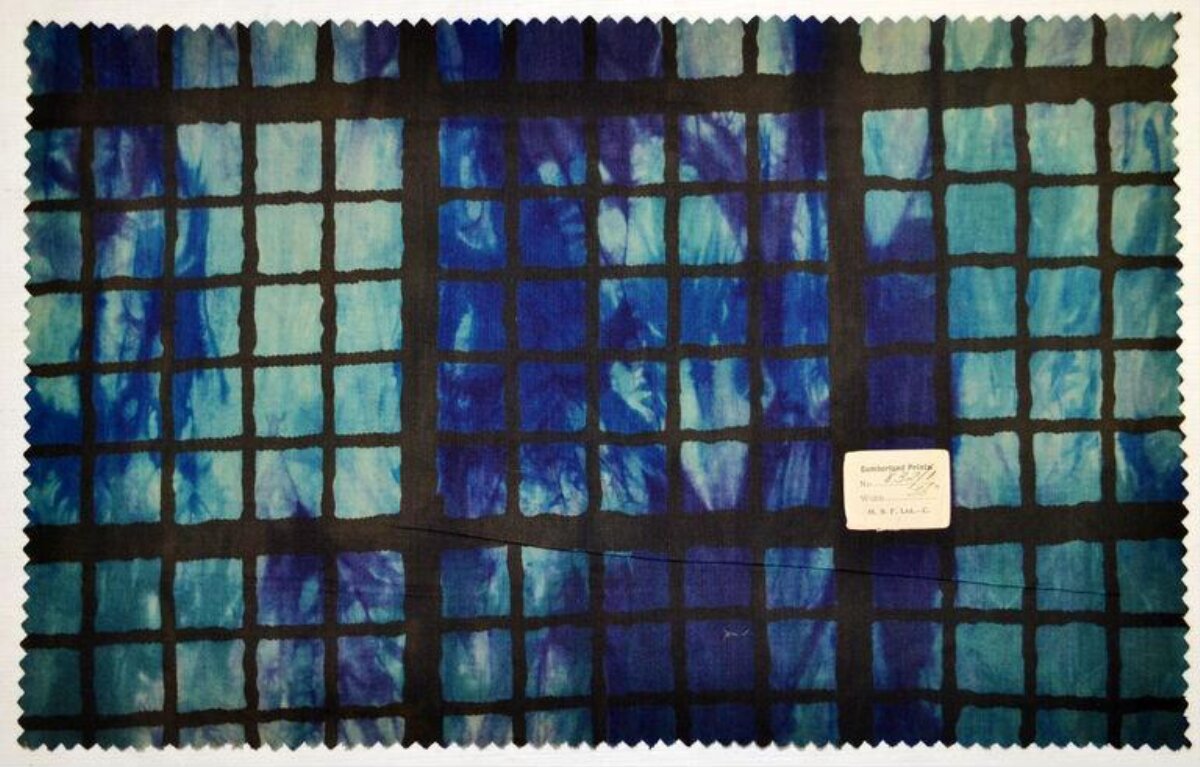 Vintage Blue Grid Textile Swatch