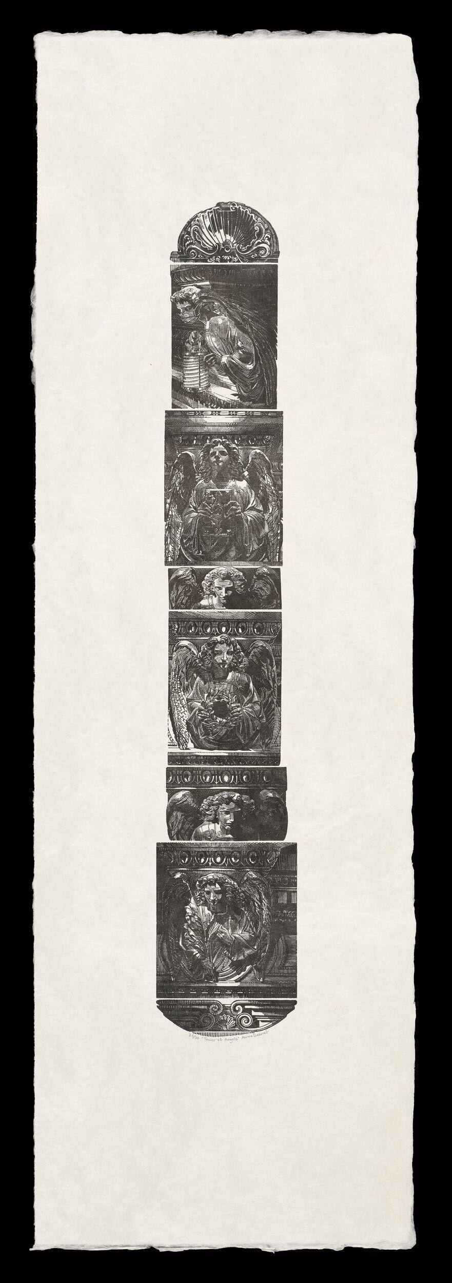 Vertical Collage of Religious Angel Engravings
