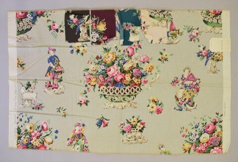 Vintage Floral Figurative Printed Fabric