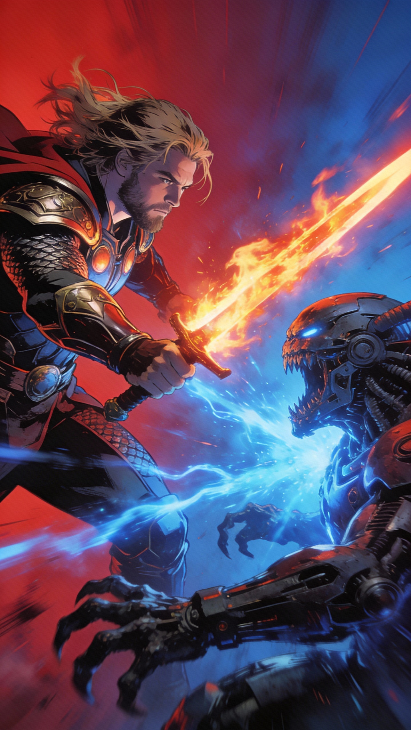 Thor Battles Robotic Monster