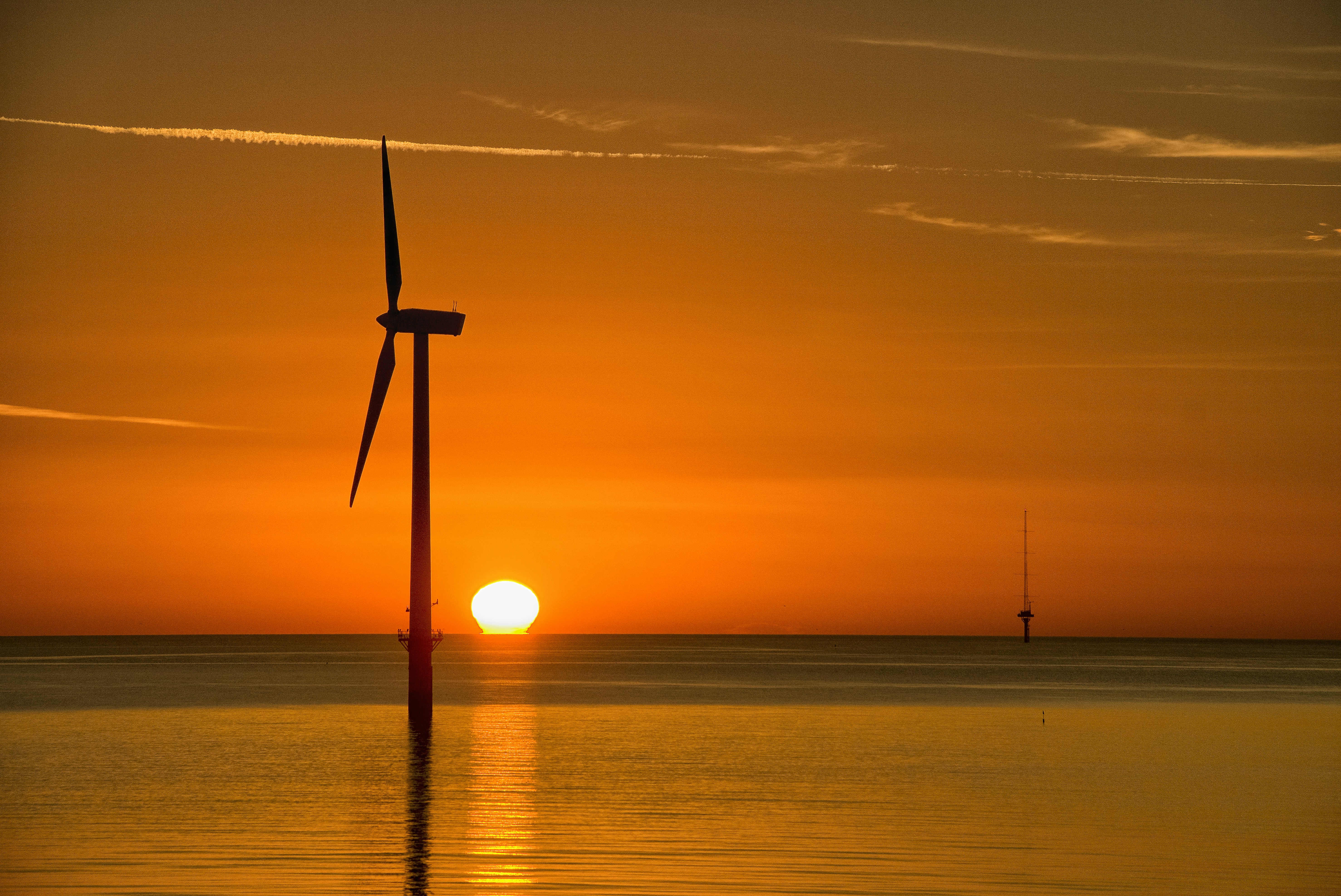 Offshore Wind Turbine at Sunset