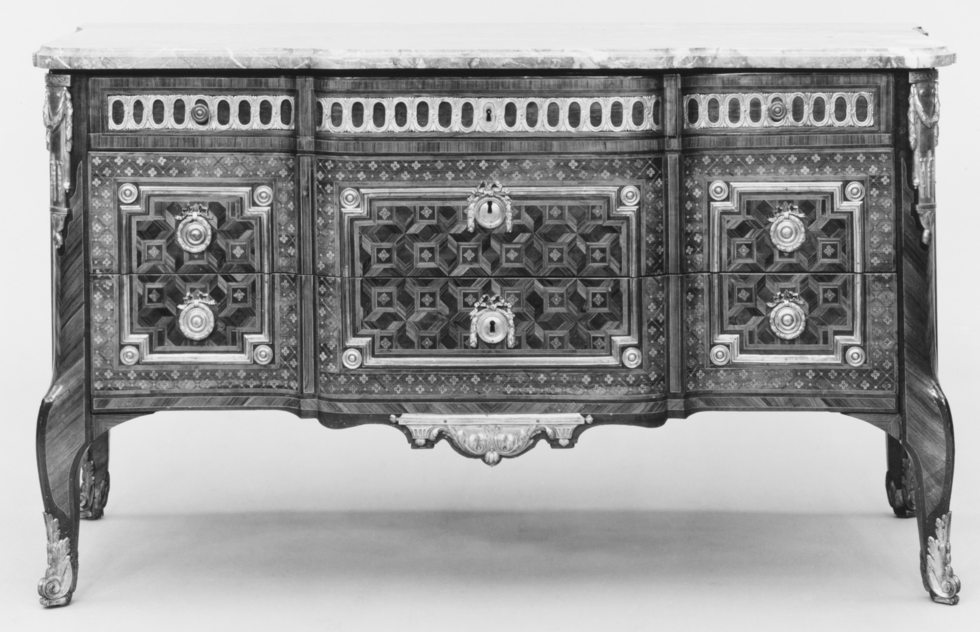 Ornate Antique Marble Top Commode
