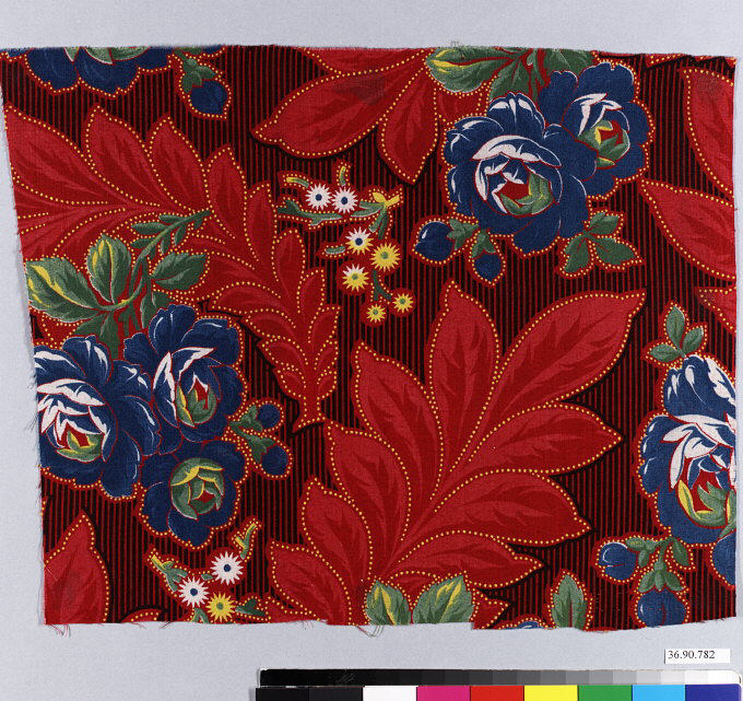 Red Blue Floral Printed Textile