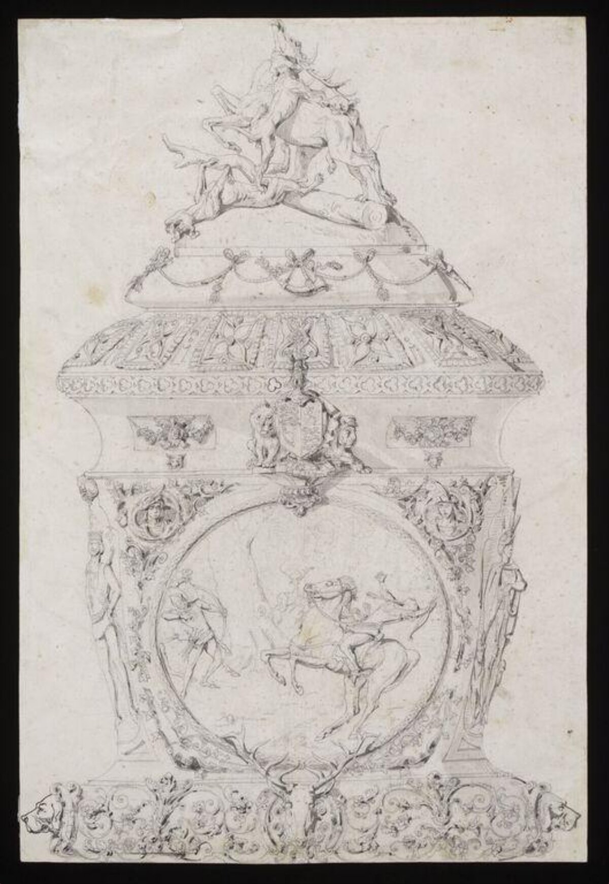 Pencil Sketch of Ornate Monument Design