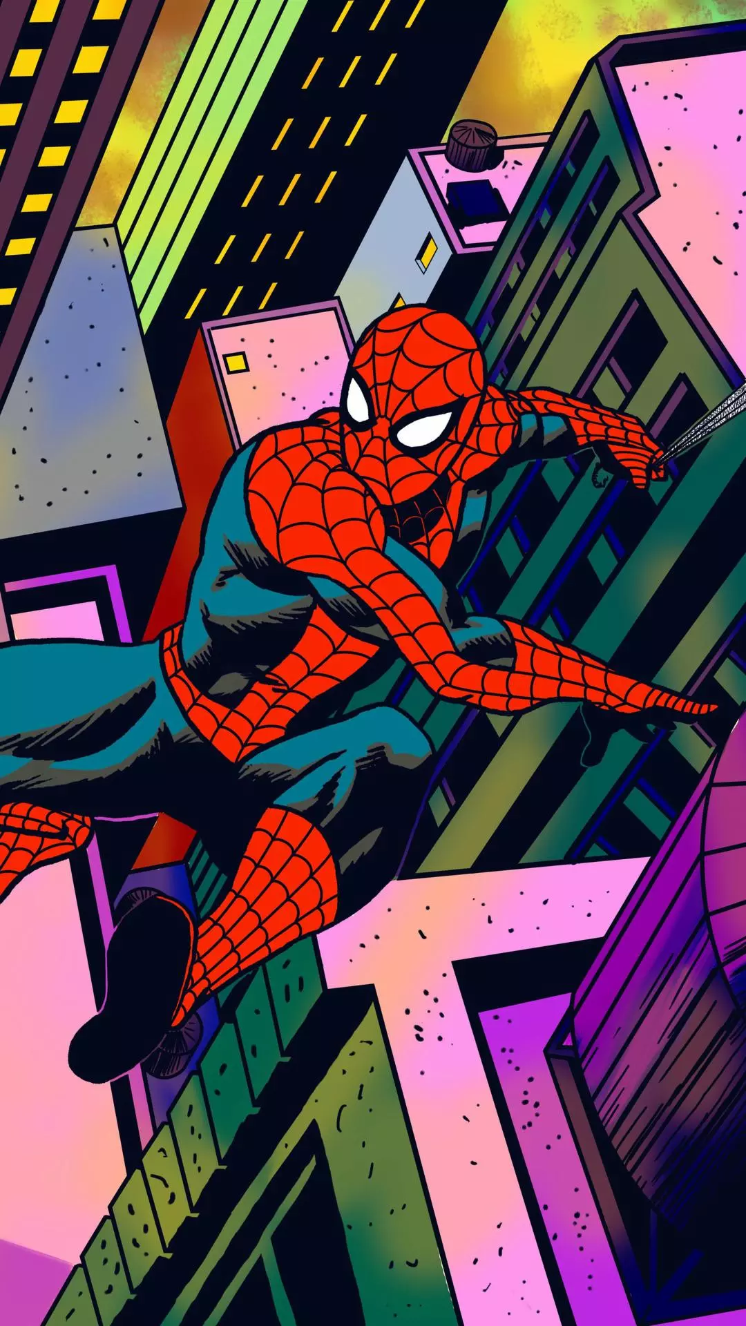 Spider-Man Swinging Through City