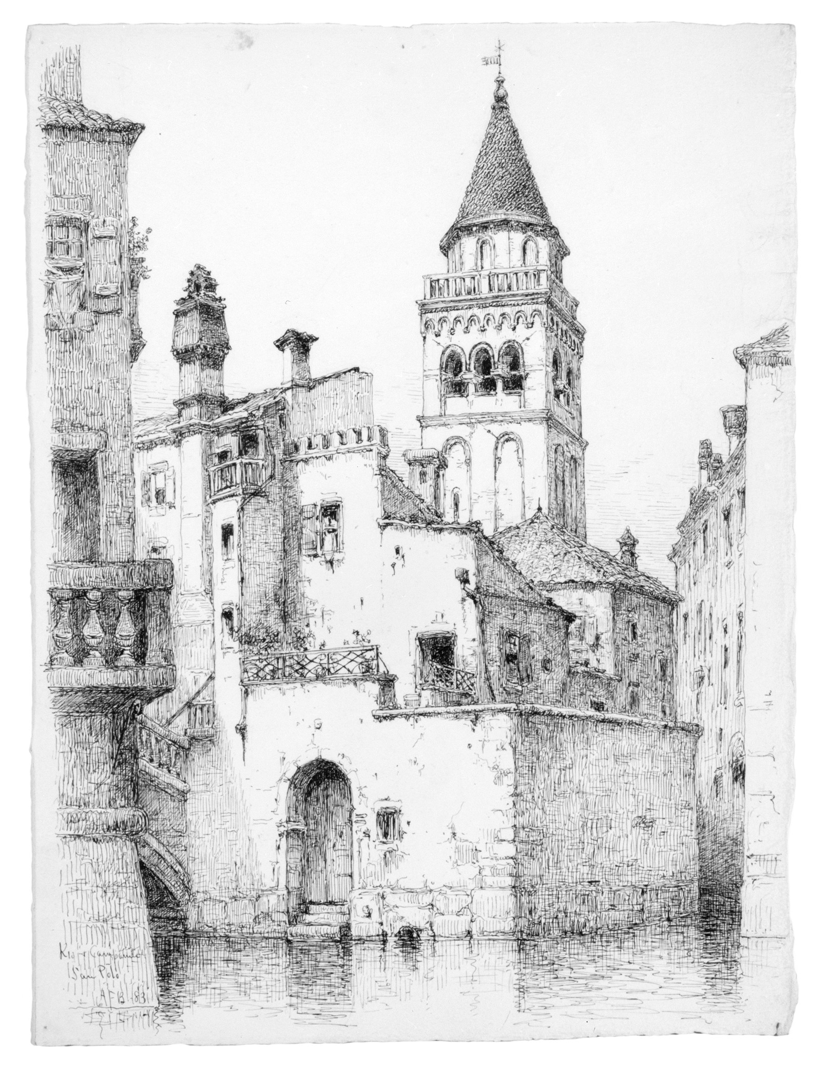 Venice Canal Architecture Pen Sketch