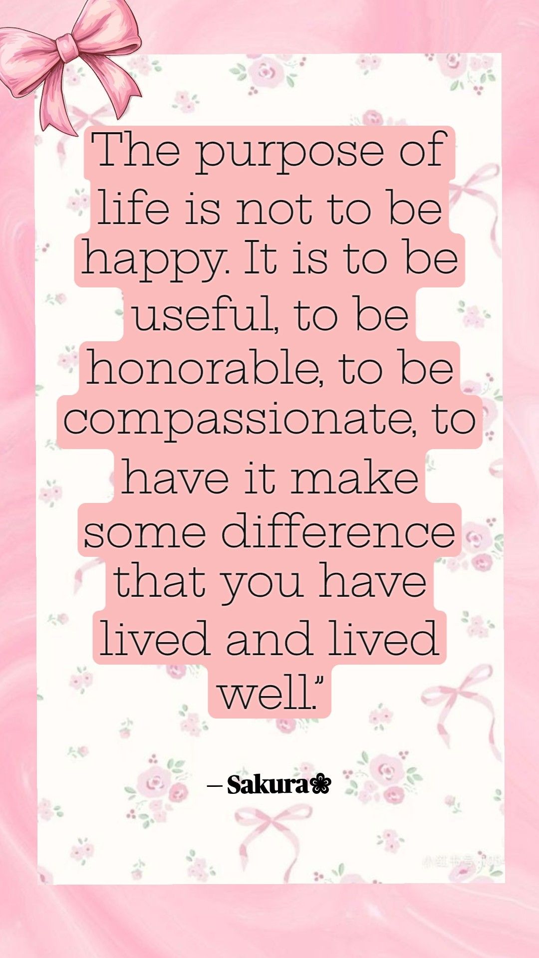 Pink Aesthetic Life Purpose Quote