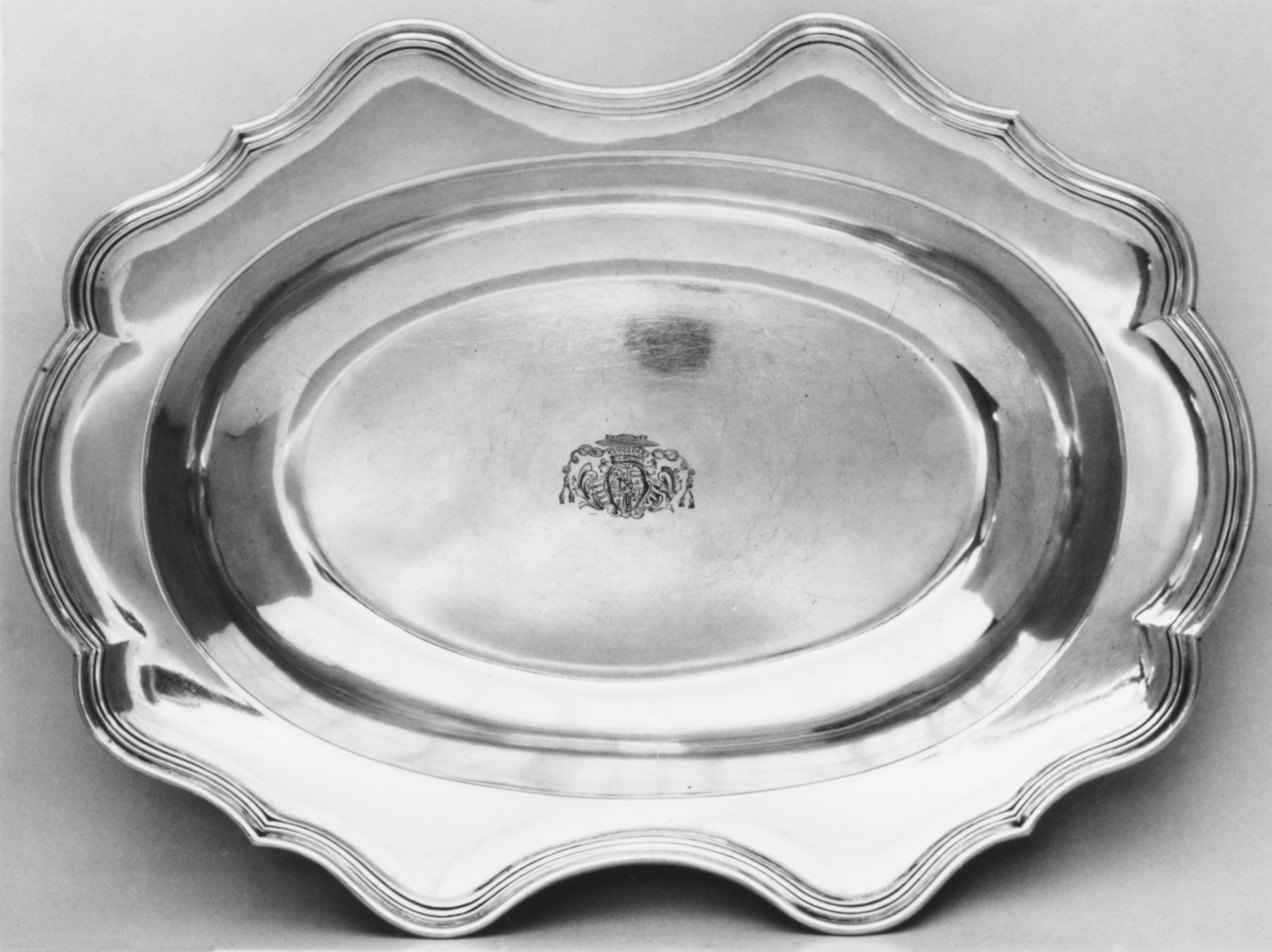 Oval Crested Silver Serving Platter