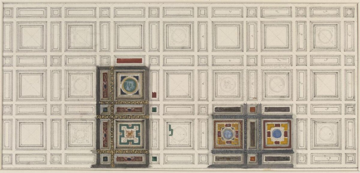 Decorative Coffered Ceiling Design Sketch