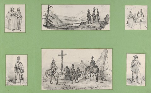 Vintage Military Pencil Sketch Collection