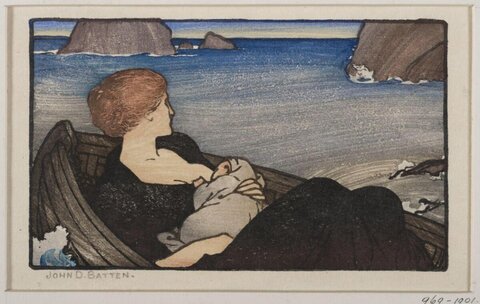 Mother and Child in Boat at Sea