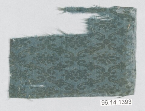Antique Blue Patterned Textile Fragment
