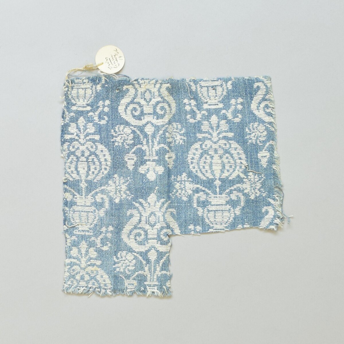 Blue White Vintage Patterned Fabric Fragment