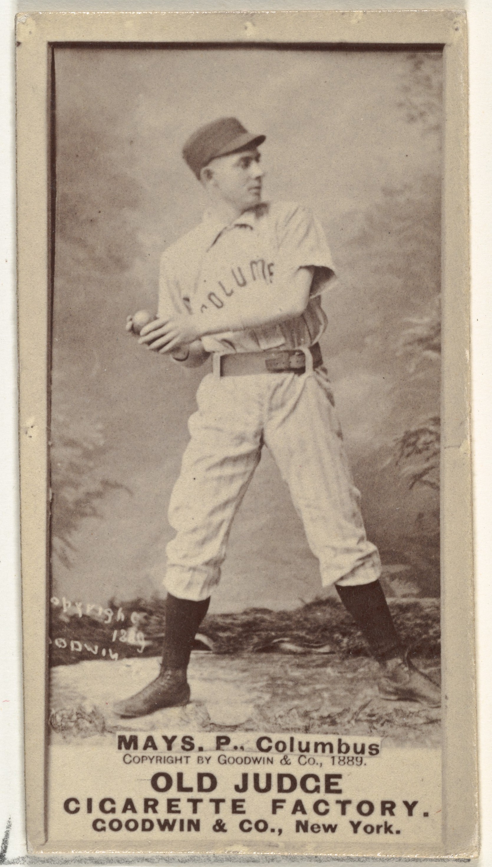 1889 Old Judge Mays Baseball Card