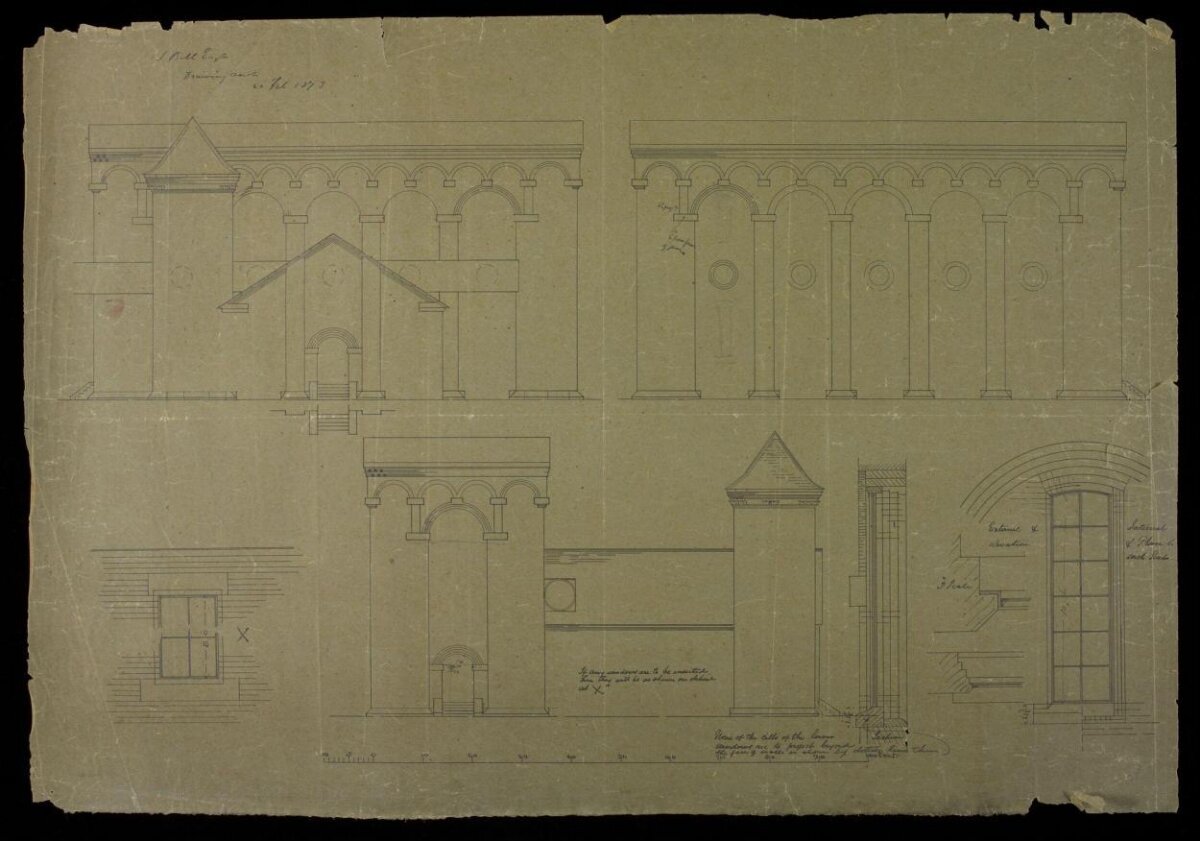 1893 Hand-Drawn Architectural Building Drawings