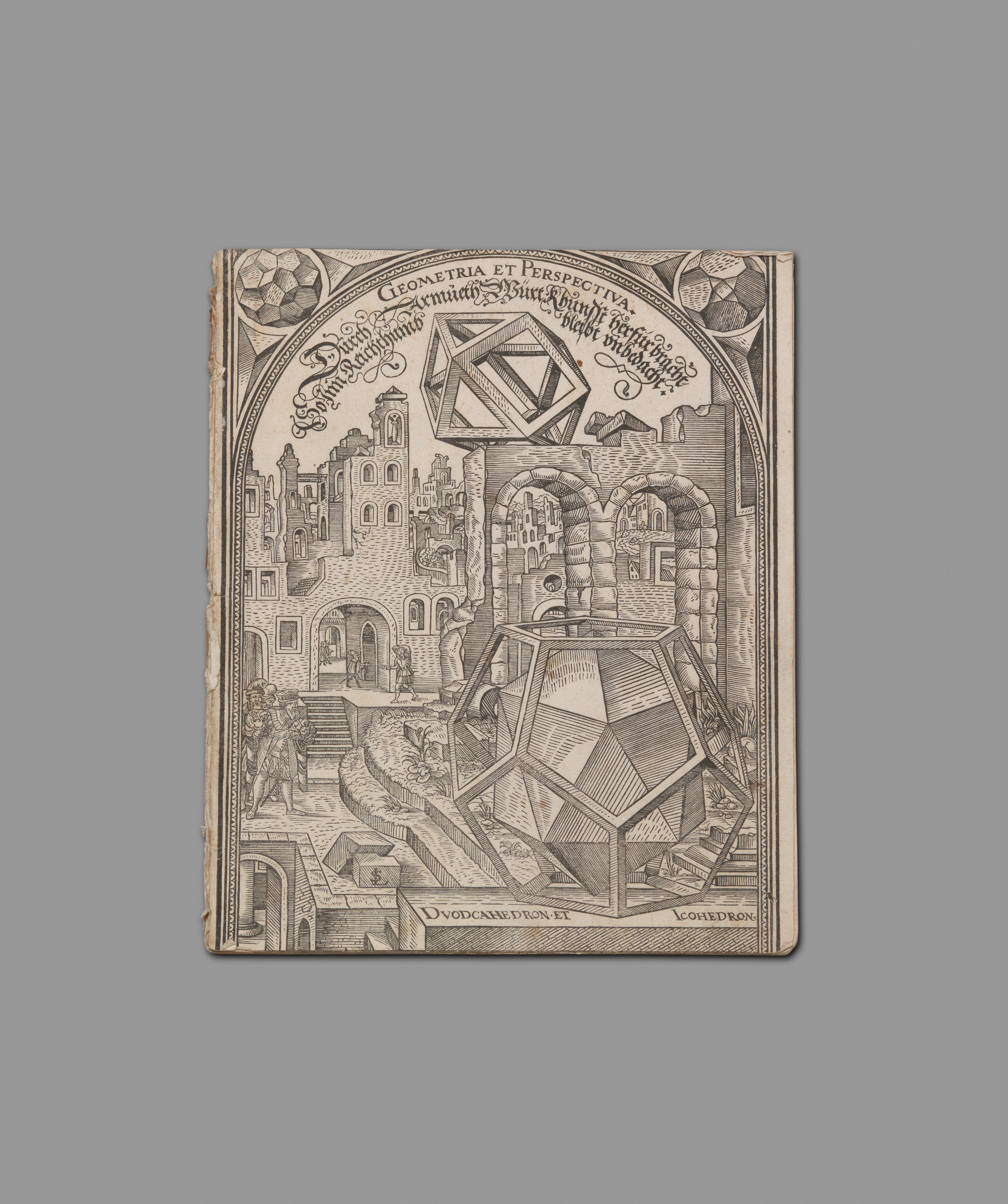 Vintage Geometric Woodcut Book Cover