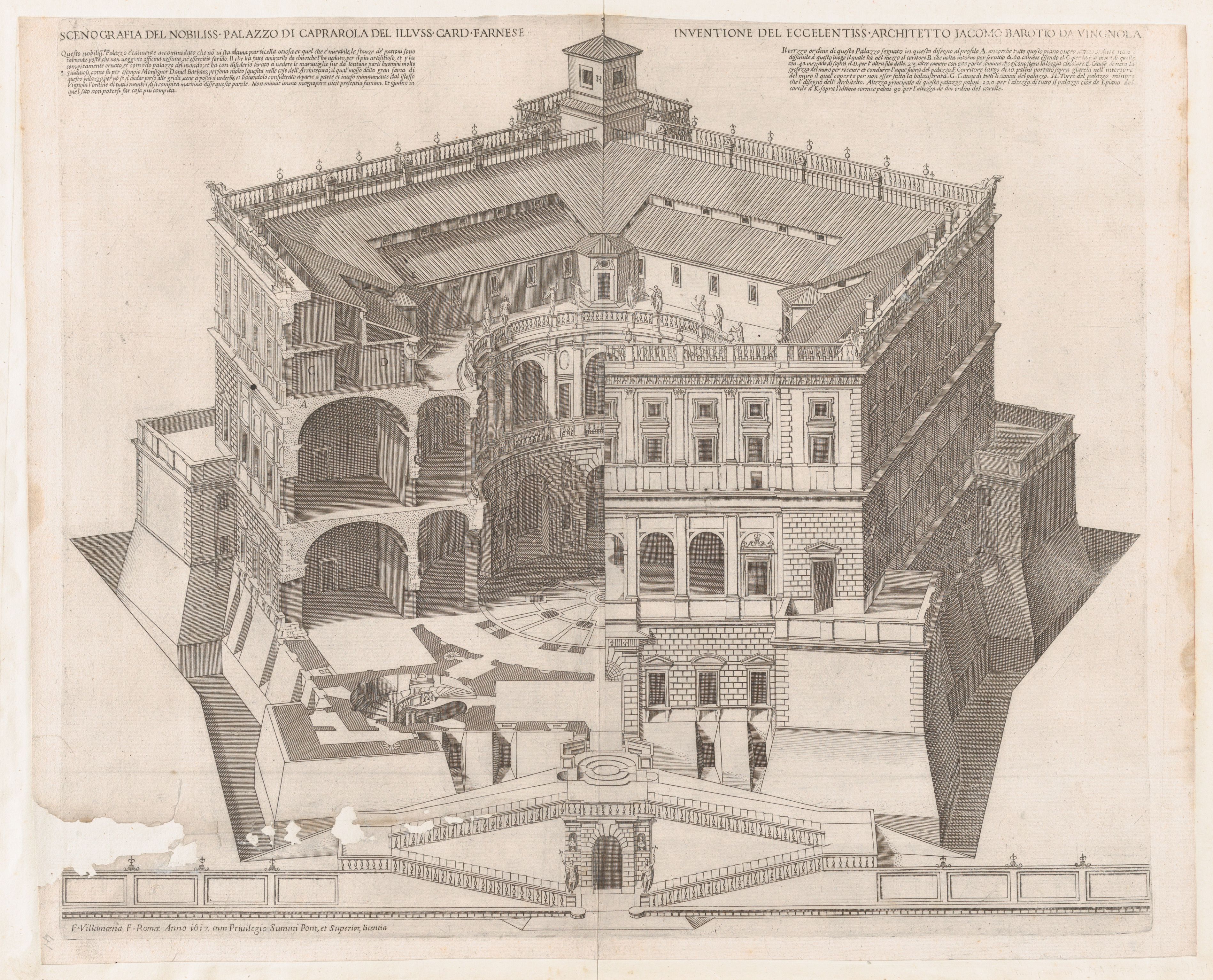 1617 Engraving of Palazzo Farnese Caprarola