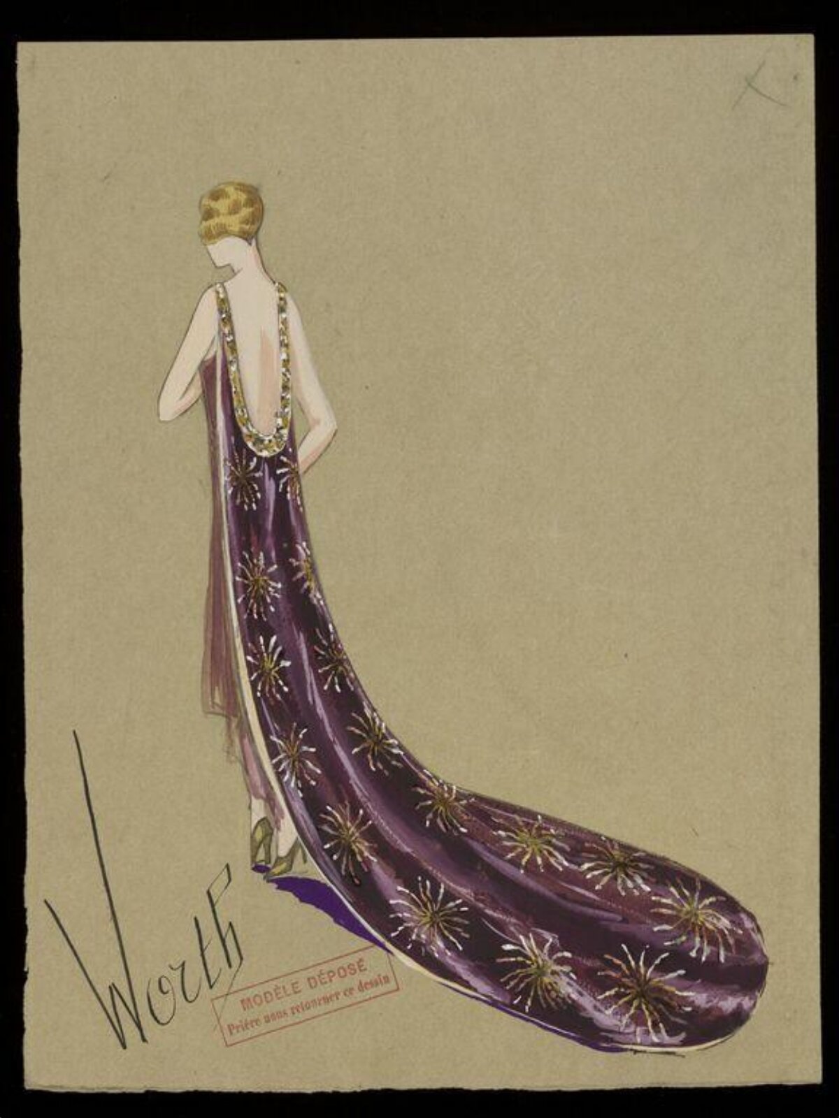 Vintage Worth Evening Gown Sketch