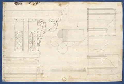 Technical Drawing of Ornate Architectural Bracket