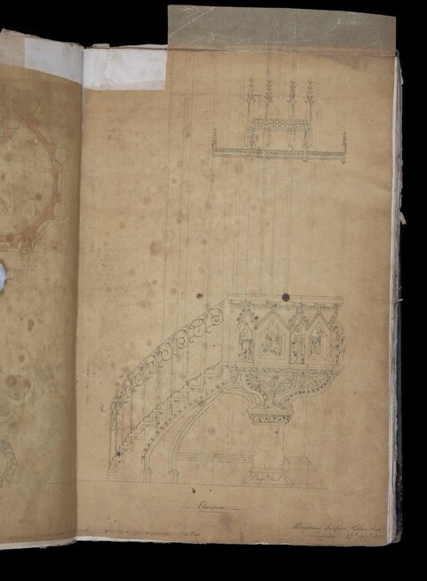 1851 Architectural Drawing of Pulpit